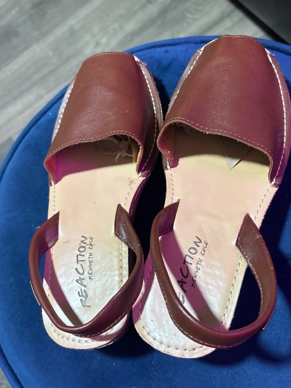 Kenneth Cole Reaction Women's Burgundy Leather Slingback Sandals